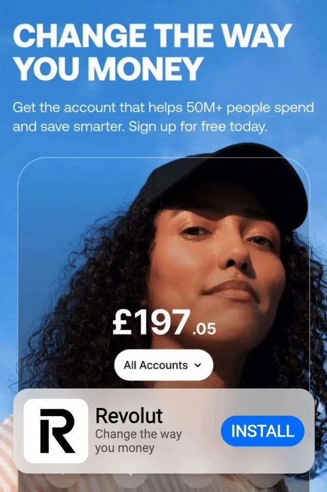 Revolut interstitial in English: Change the way you money