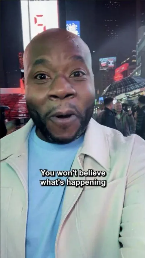 Royal Kingdom UGC: creator in Times Square saying You won't believe what's happening