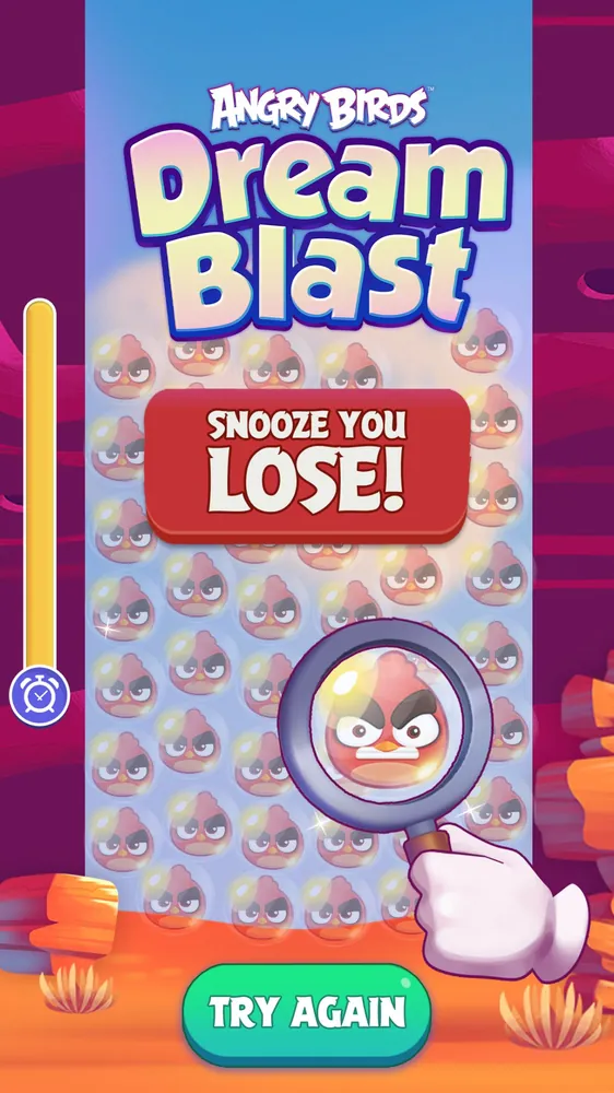 Dream Blast lose screen: Snooze you lose